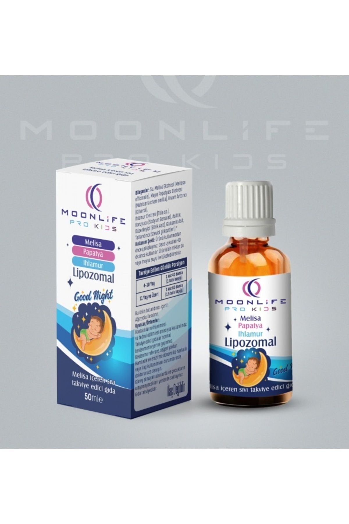 MOONLİFE KİDS GOOD NİGHT DAMLA LİPOZOMAL MELİSA PAPATYA IHLAMUR 50 ML