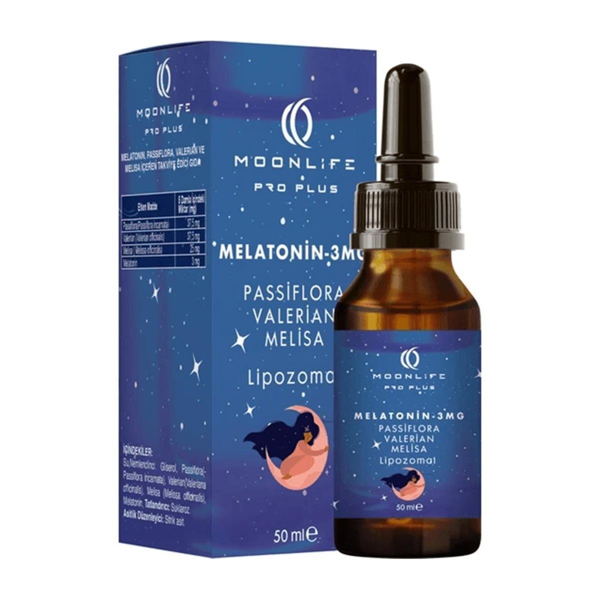 MOONLİFE YETİŞKİN MELATONİN DAMLA PASSİFLORA VALERİAN MELİSSA 50 ML