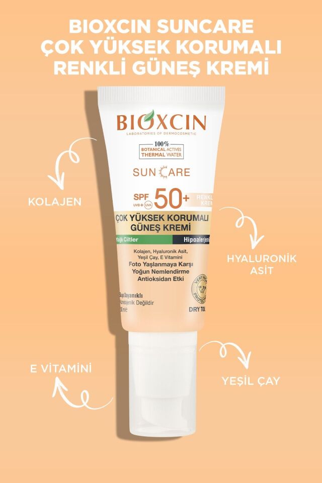BIOXCIN SUNCARE YAĞLI RENKLİ KREM SPF50 50ML