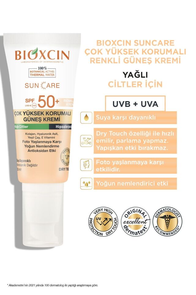 BIOXCIN SUNCARE YAĞLI RENKLİ KREM SPF50 50ML