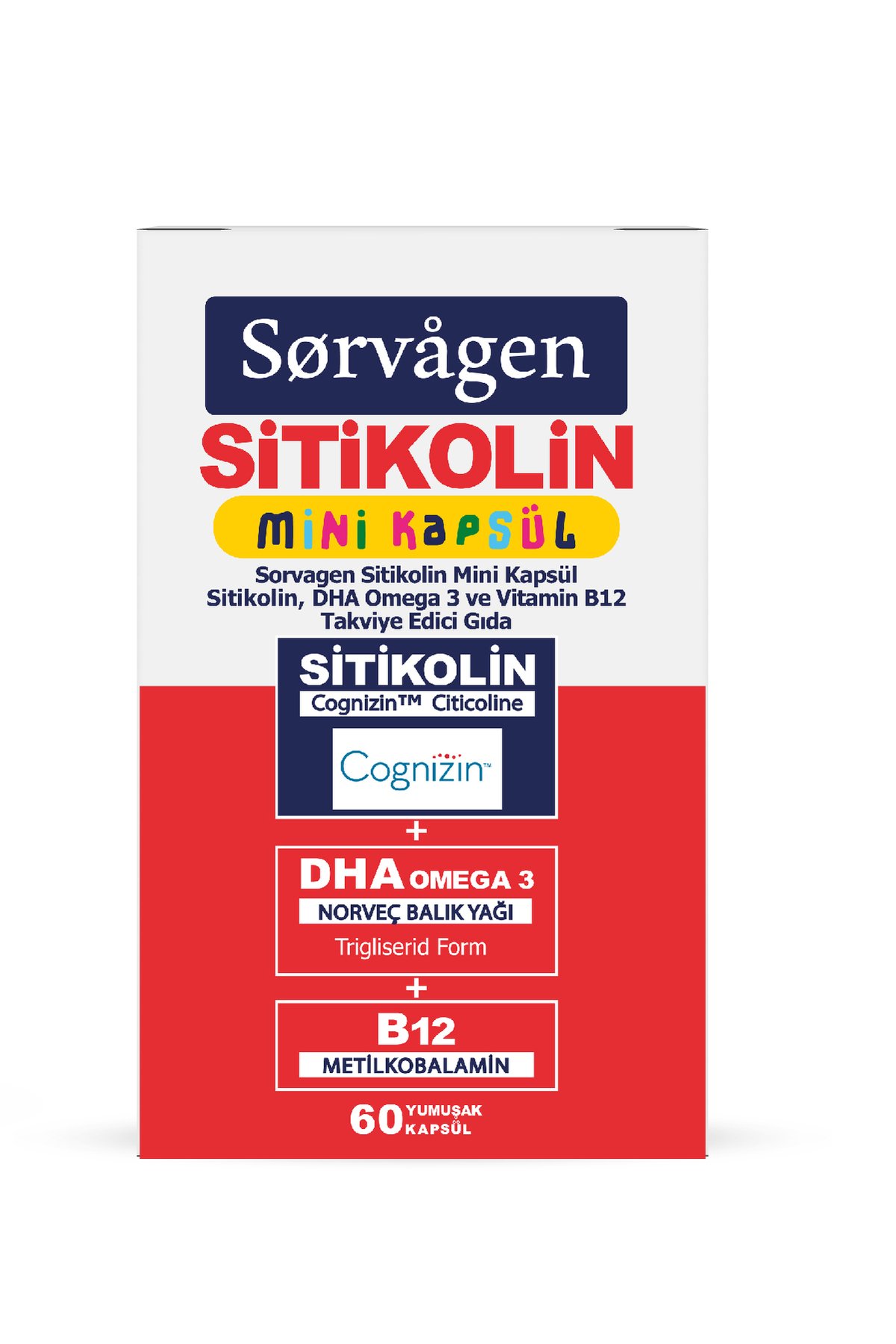 SORVAGEN SMART SİTİKOLİN DHA OMEGA-3 VE B12 60 MİNİ KAPSÜL