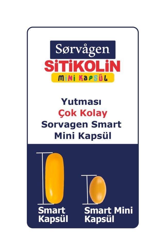 SORVAGEN SMART SİTİKOLİN DHA OMEGA-3 VE B12 60 MİNİ KAPSÜL