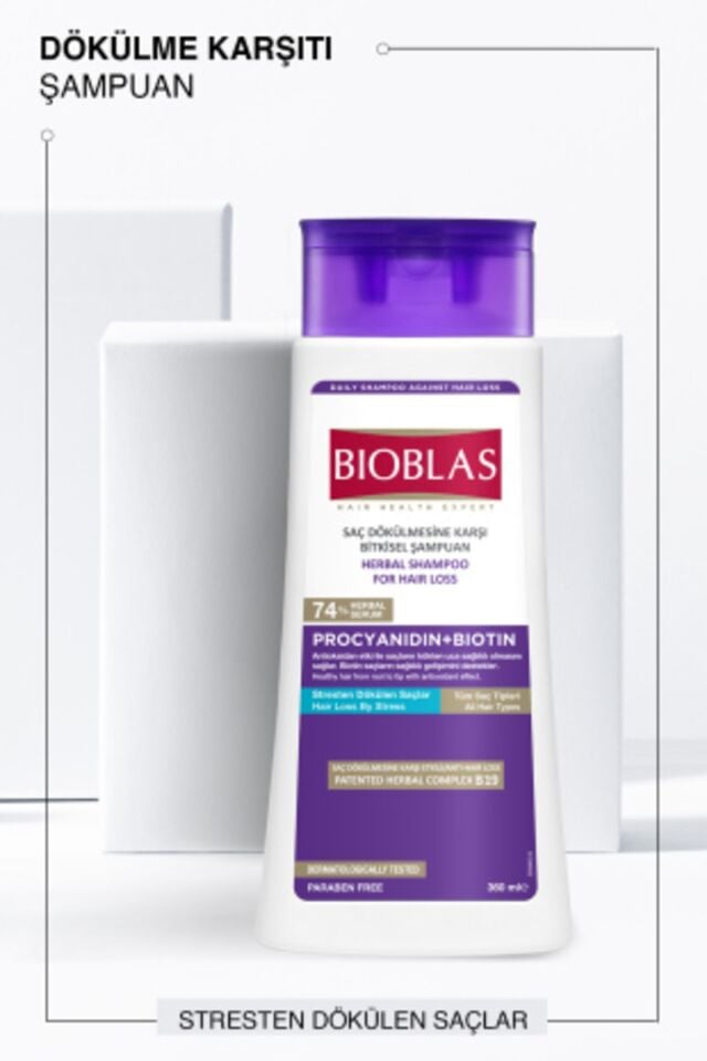 BIOBLAS PROCYANIDIN BIOTIN ANTI STRES SAÇ DÖKÜLMESİNE KARŞI ŞAMPUAN 360 ML