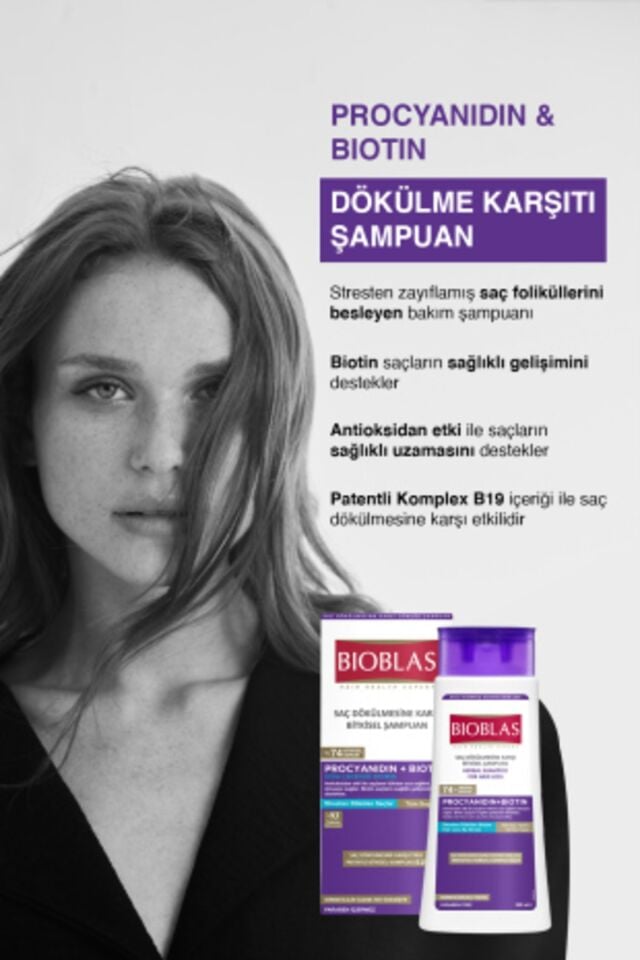 BIOBLAS PROCYANIDIN BIOTIN ANTI STRES SAÇ DÖKÜLMESİNE KARŞI ŞAMPUAN 360 ML