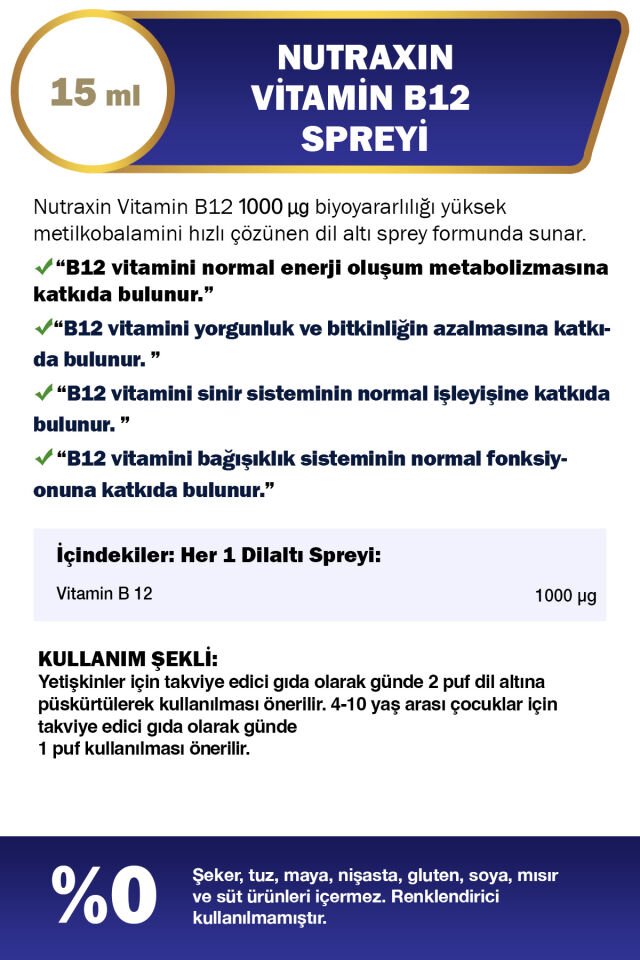 NUTRAXIN B12 VITAMIN SPREY 15ML