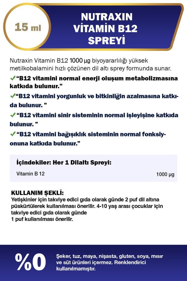 NUTRAXIN B12 VITAMIN SPREY 15ML
