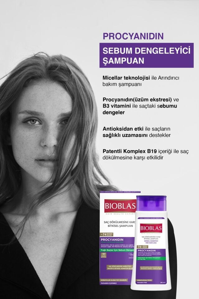 BIOBLAS PROCYANIDIN SAÇ DÖKÜLMESİNE YAĞLANMAYA KARŞI ŞAMPUAN 360 ML