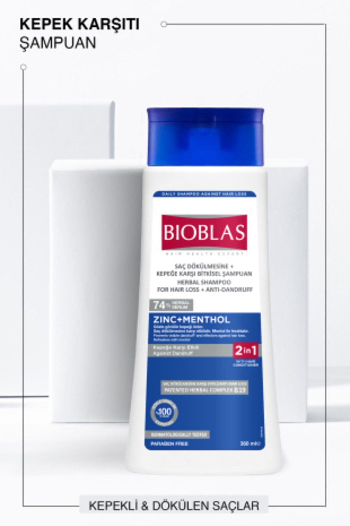 BIOBLAS 2’Sİ 1 ARADA MENTOL FERAHLIĞI VE KEPEK KARŞITI ŞAMPUAN 360 ML
