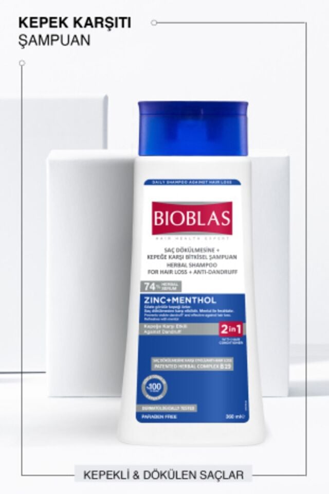 BIOBLAS 2’Sİ 1 ARADA MENTOL FERAHLIĞI VE KEPEK KARŞITI ŞAMPUAN 360 ML