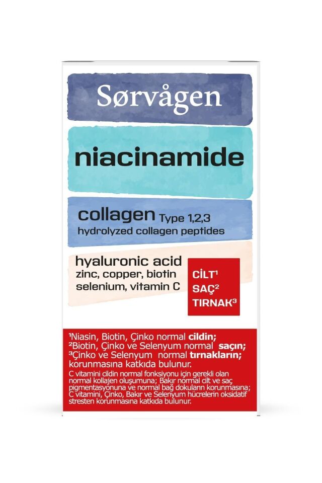 SORVAGEN NİACİNAMİDE COLLAGEN HYALURONİC ACİD 60 TABLET