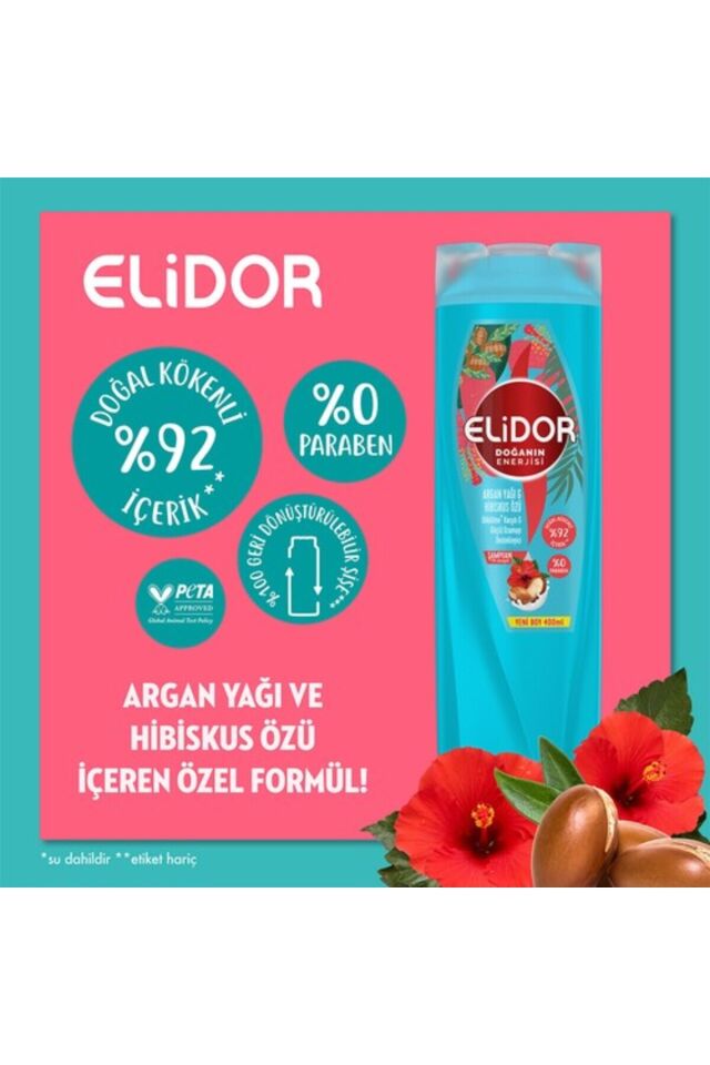 ELİDOR ARGAN YAĞI & HİBİSKUS ÖZÜ ŞAMPUAN 400 ML