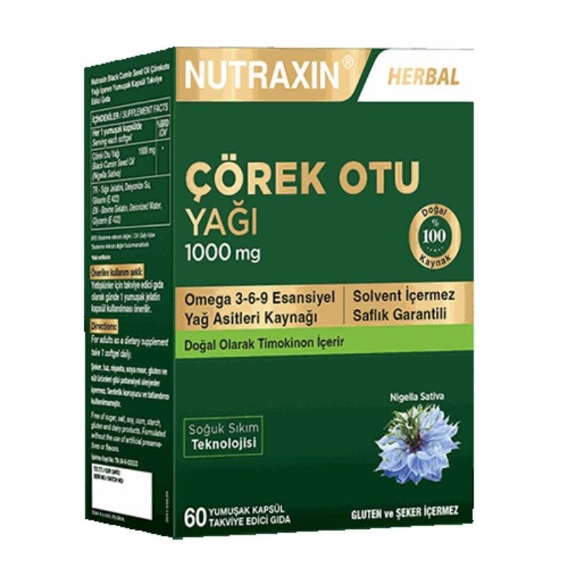 NUTRAXIN ÇÖREK OTU YAĞI 1000MG 60 KAPSÜL