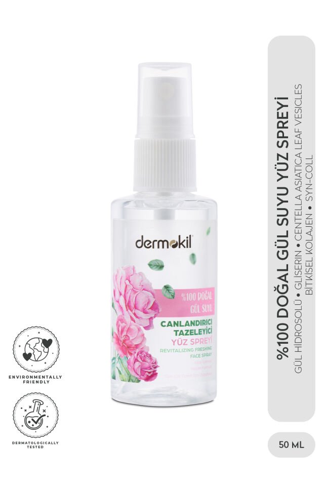 DERMOKİL DOĞAL GÜL SUYU CANLANDIRICI TAZELEYİCİ YÜZ SPREYİ