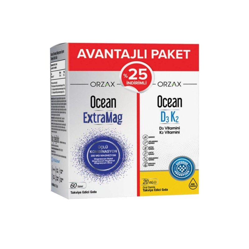 OCEAN YILBASI SETI EXTRAMAG 60 TABLET+D3K2 DAMLA 20 ML