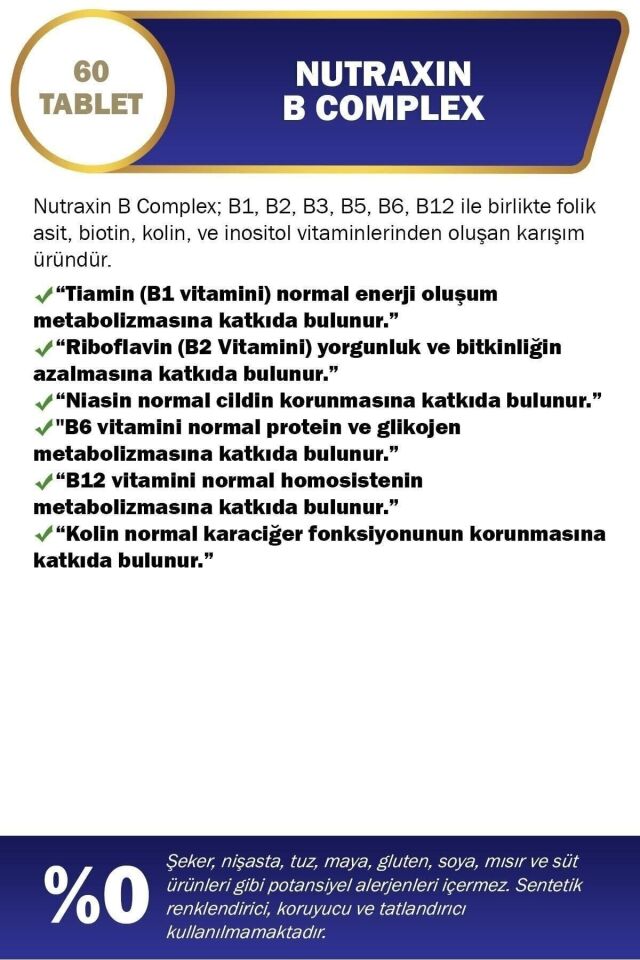 NUTRAXIN VITAMIN B COMPLEX 60 TABLET