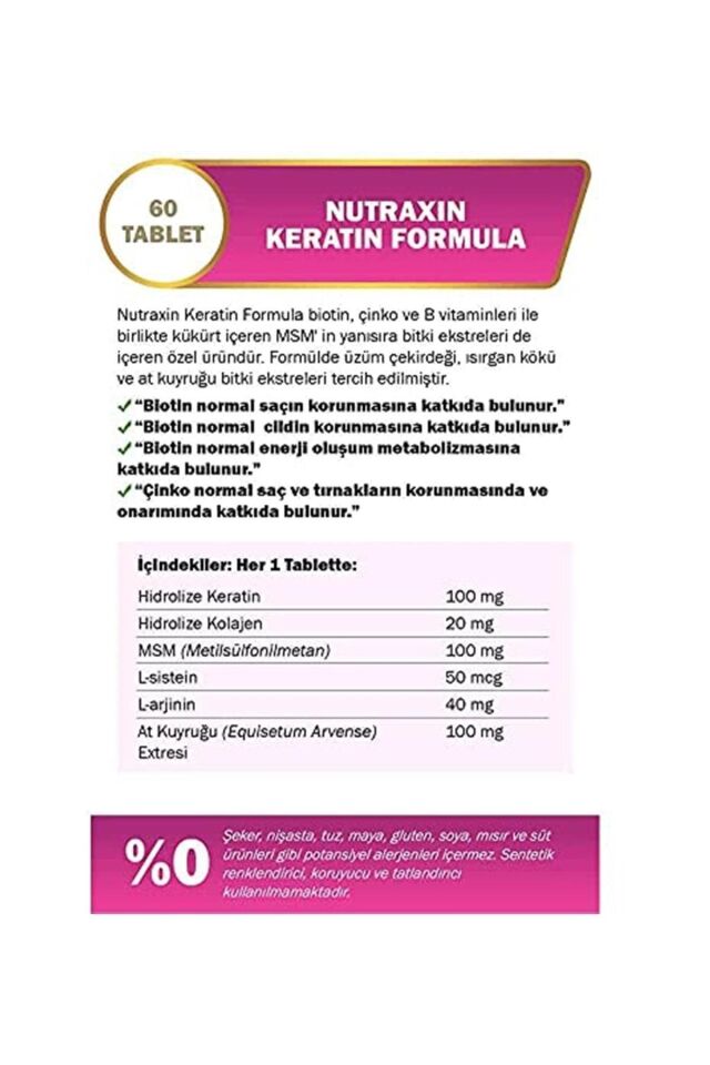 NUTRAXIN KERATIN FORMULA 60 TABLET