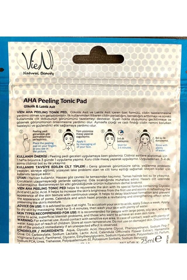 VİEN AHA PEELING TONIC PAD 5 Lİ