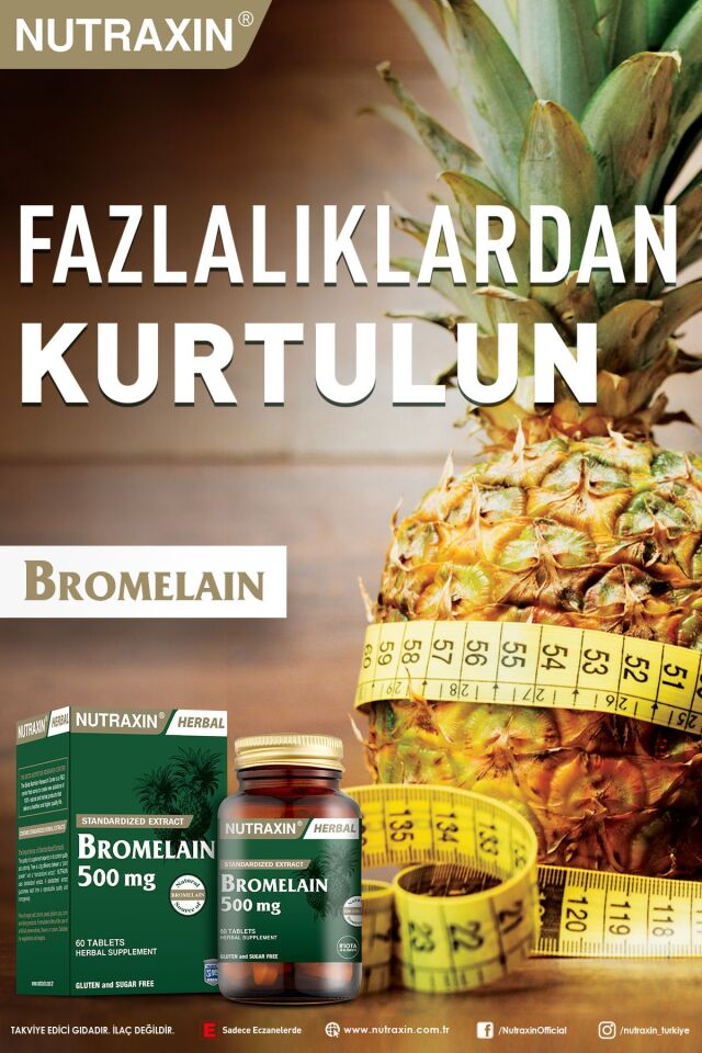 NUTRAXİN HERBAL BROMELAİN 500 MG ANANAS 60 TABLET