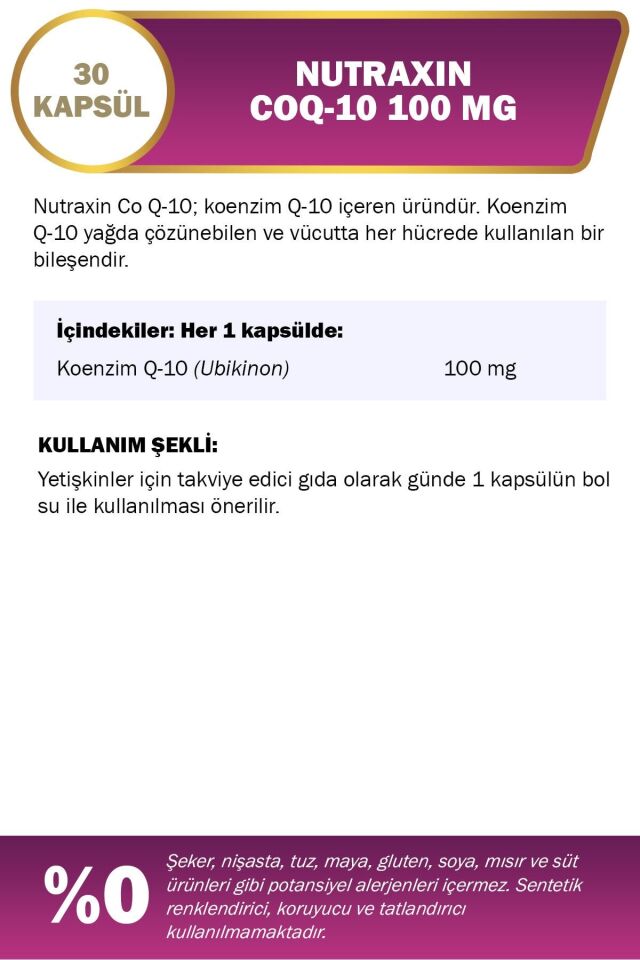 NUTRAXİN KOENZİM Q10 30 KAPSÜL