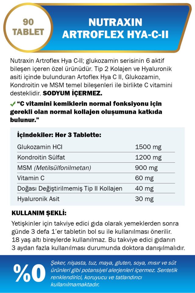 NUTRAXIN ARTROFLEX HYA-C-II 90 TABLET