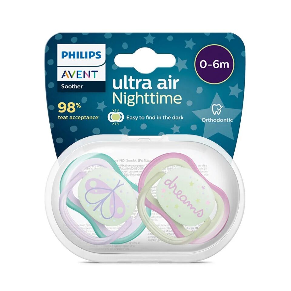 AVENT ULTRA AİR NİGHT TİME 0-6 AY KIZ 2 Lİ EMZİK SCF376/19