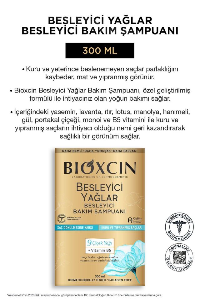 BIOXCIN BESLEYİCİ YAĞLAR ŞAMPUAN 300 ML
