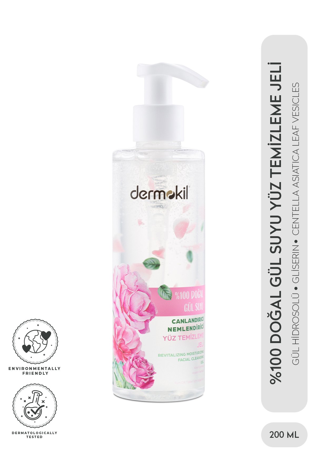DERMOKİL 200 ML GÜL SUYU NEMLENDİRİCİ YÜZ JELİ