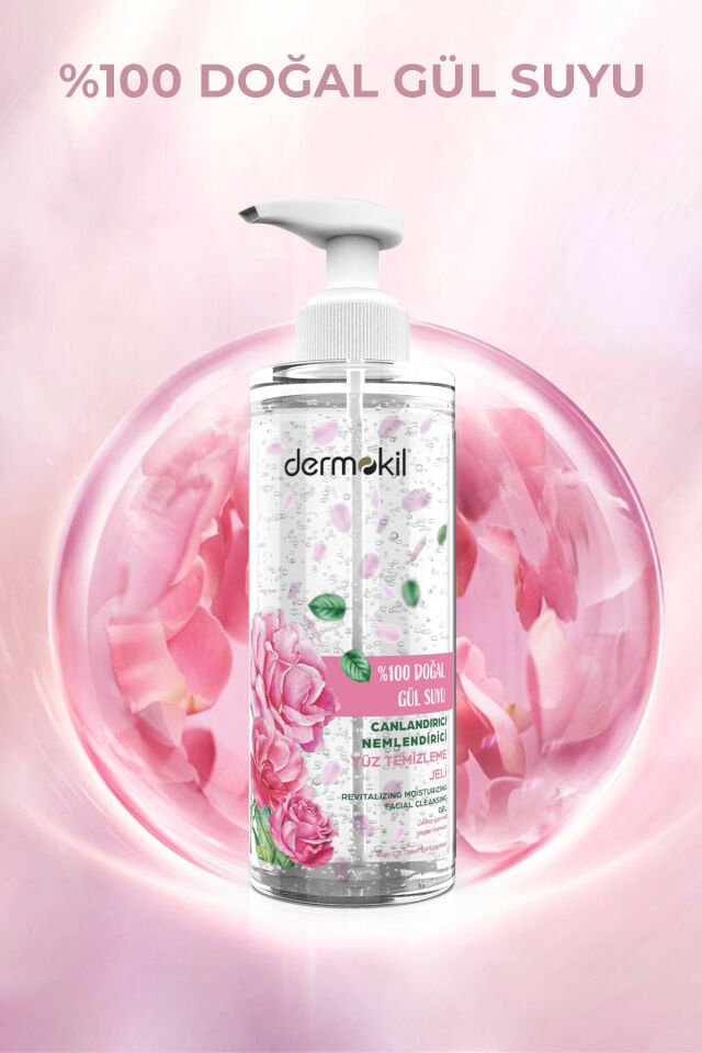 DERMOKİL 200 ML GÜL SUYU NEMLENDİRİCİ YÜZ JELİ