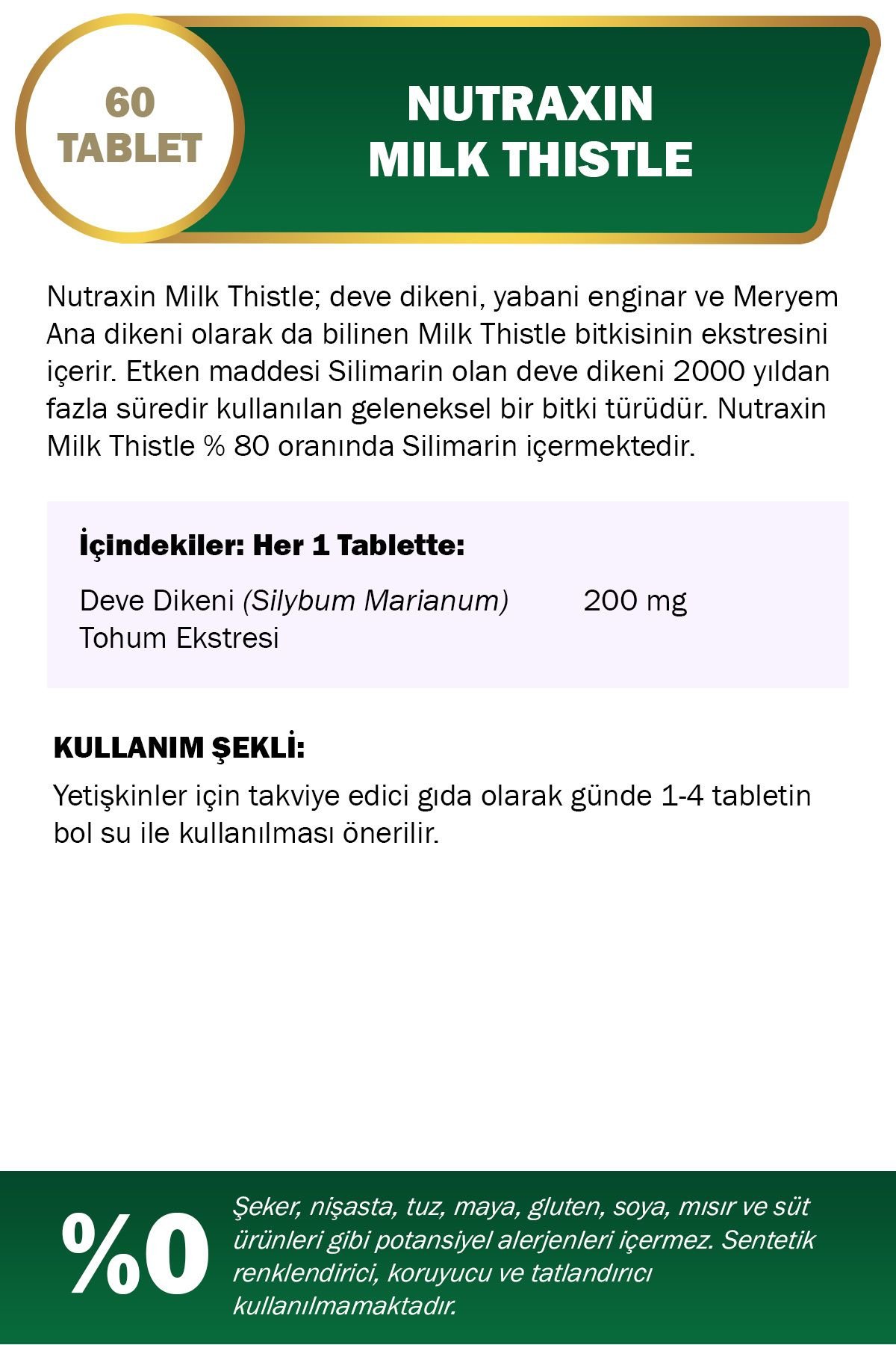 NUTRAXIN MILK THISTLE 200 MG 60 TABLET