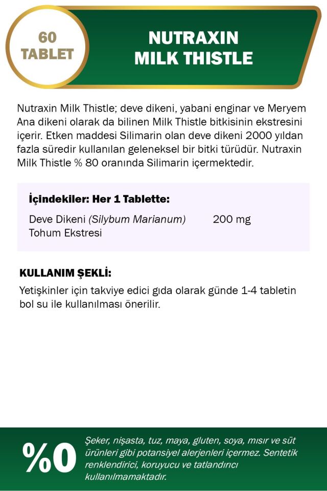 NUTRAXIN MILK THISTLE 200 MG 60 TABLET
