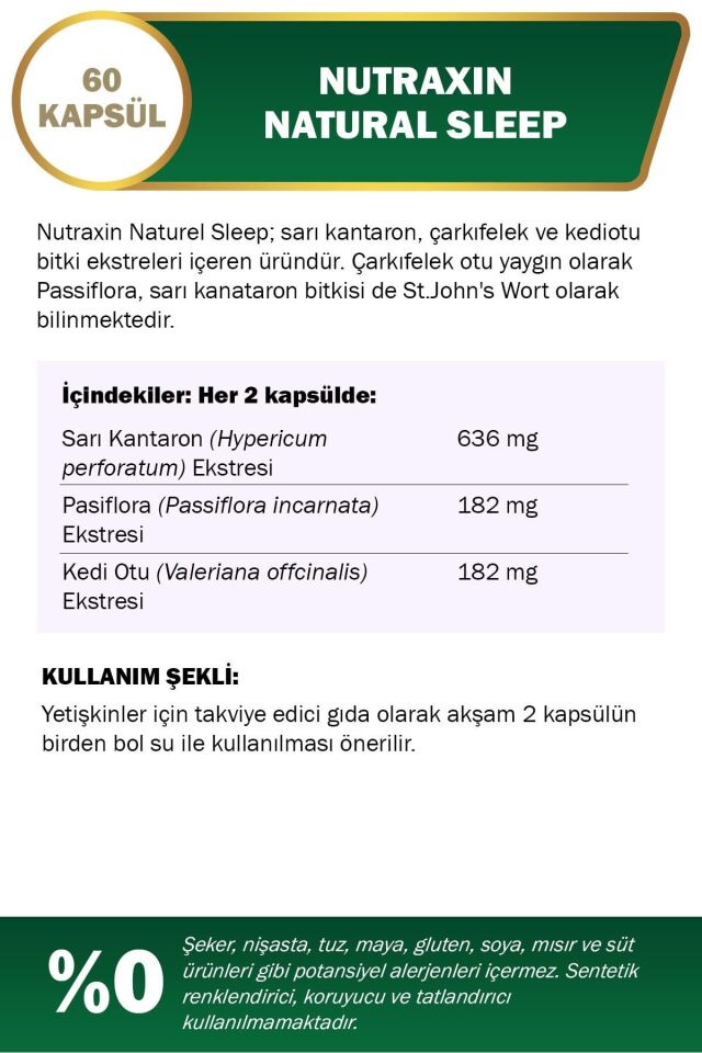 NUTRAXIN NATUREL SLEEP 60 KAPSÜL