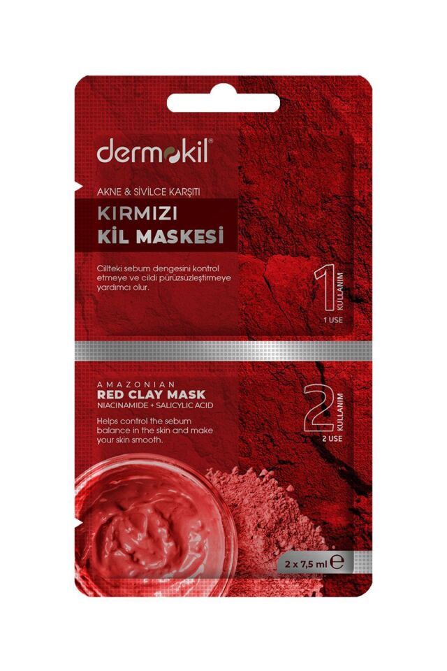 DERMOKİL AKNE VE SİYAH NOKTA KARŞITI KIRMIZI KİL MASKESİ