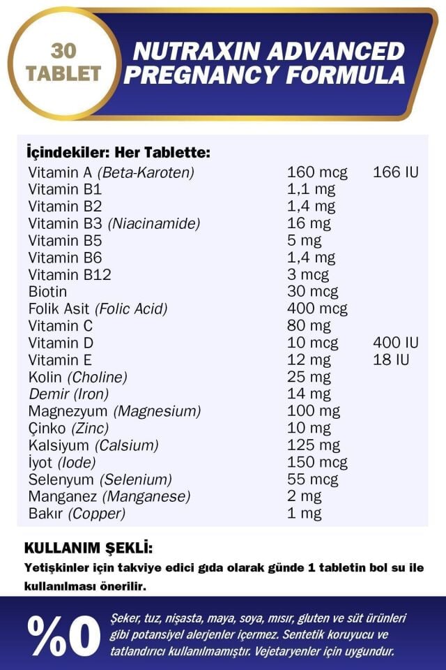 NUTRAXIN PREGNANCY FORMULA 30 TABLET