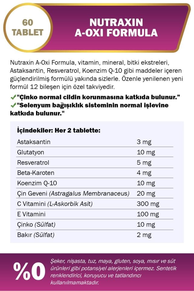 NUTRAXİN A-OXİ FORMULA 60 TABLET