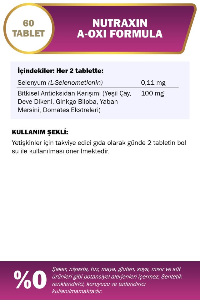 NUTRAXİN A-OXİ FORMULA 60 TABLET