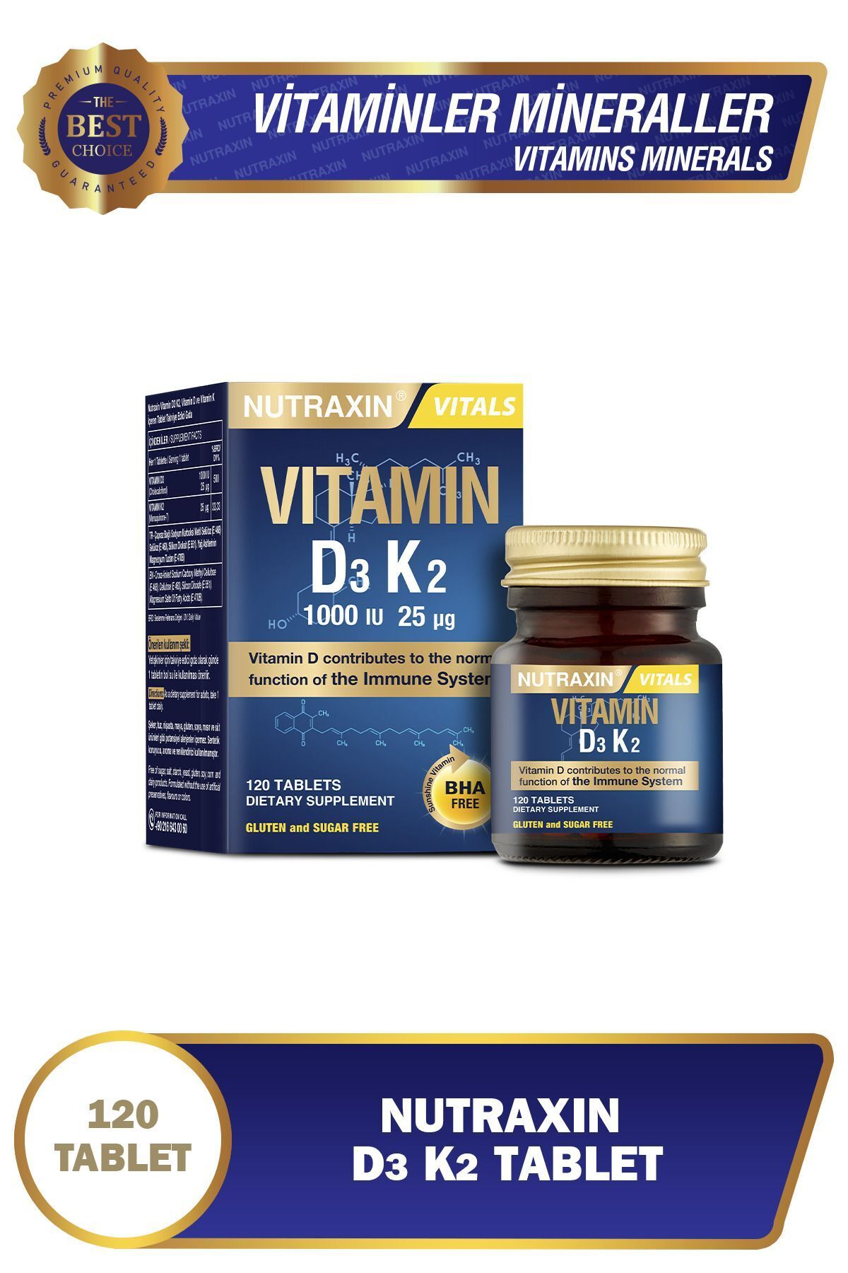NUTRAXIN D3K2 VİTAMİN 120 TABLET