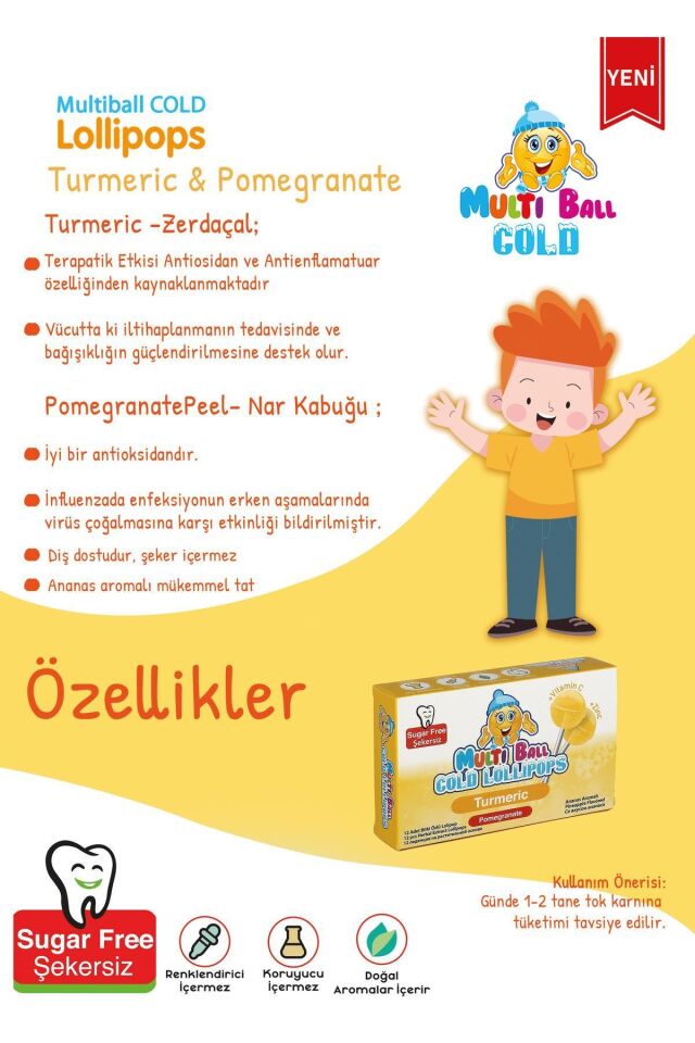 MULTIBALL COLD - TURMERİC 12 Lİ LOLİPOP