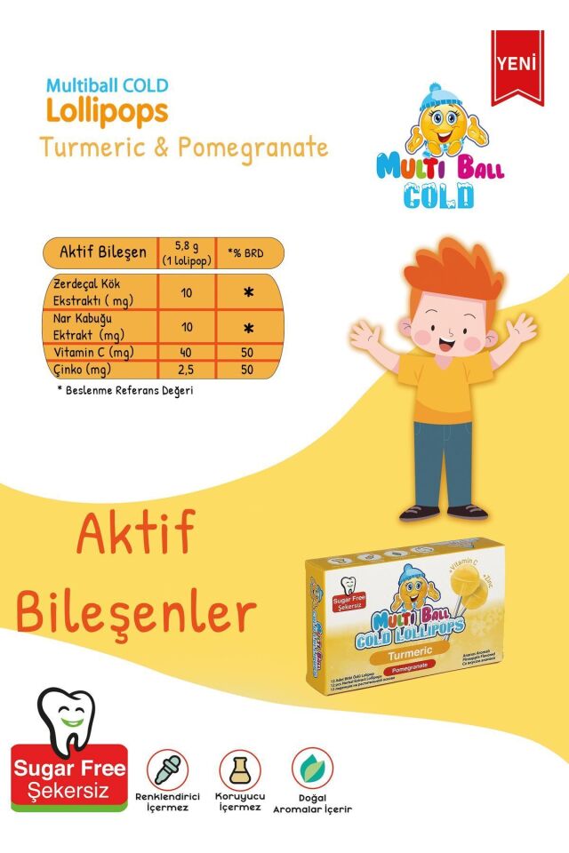 MULTIBALL COLD - TURMERİC 12 Lİ LOLİPOP