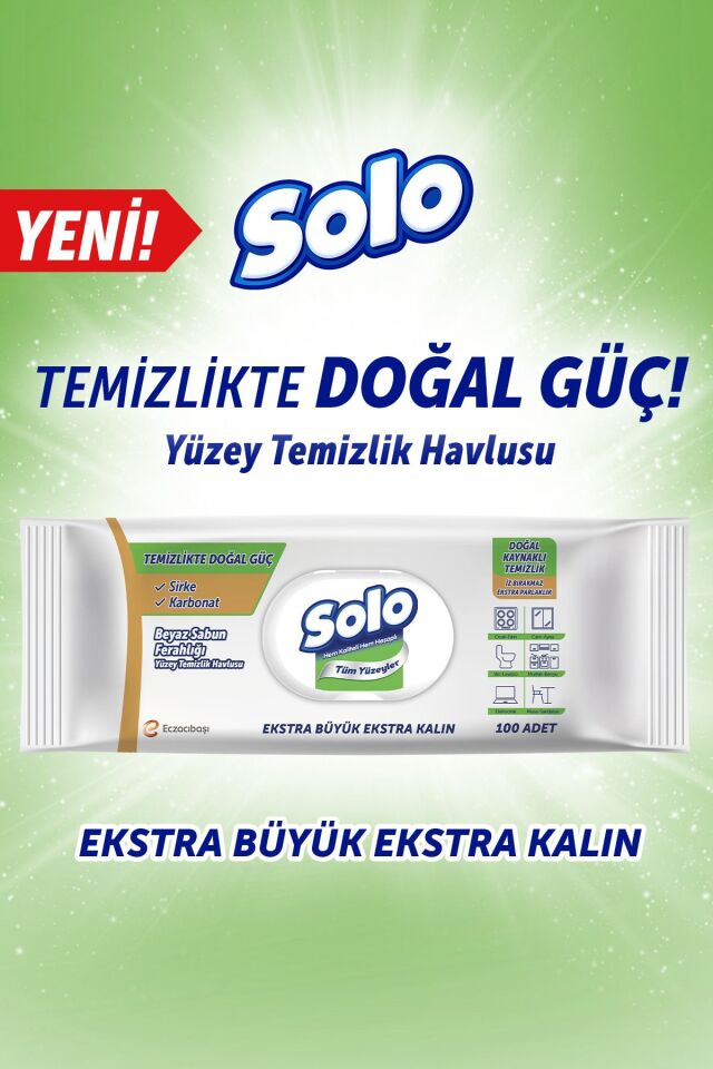 SOLO YÜZEY TEMİZLİK HAVLUSU DOĞAL SABUN 100LÜ
