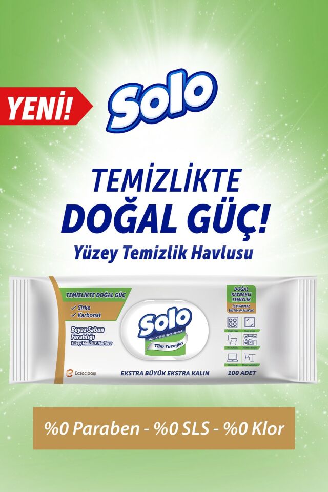 SOLO YÜZEY TEMİZLİK HAVLUSU DOĞAL SABUN 100LÜ
