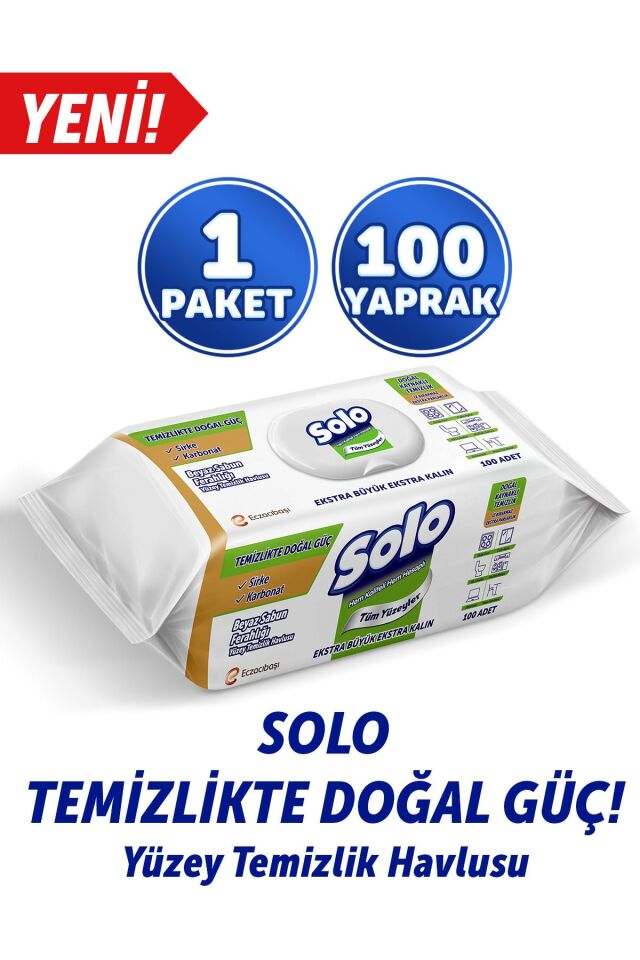 SOLO YÜZEY TEMİZLİK HAVLUSU DOĞAL SABUN 100LÜ
