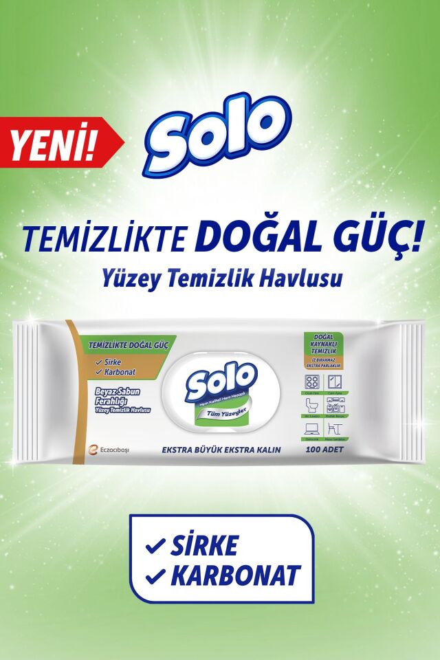 SOLO YÜZEY TEMİZLİK HAVLUSU DOĞAL SABUN 100LÜ