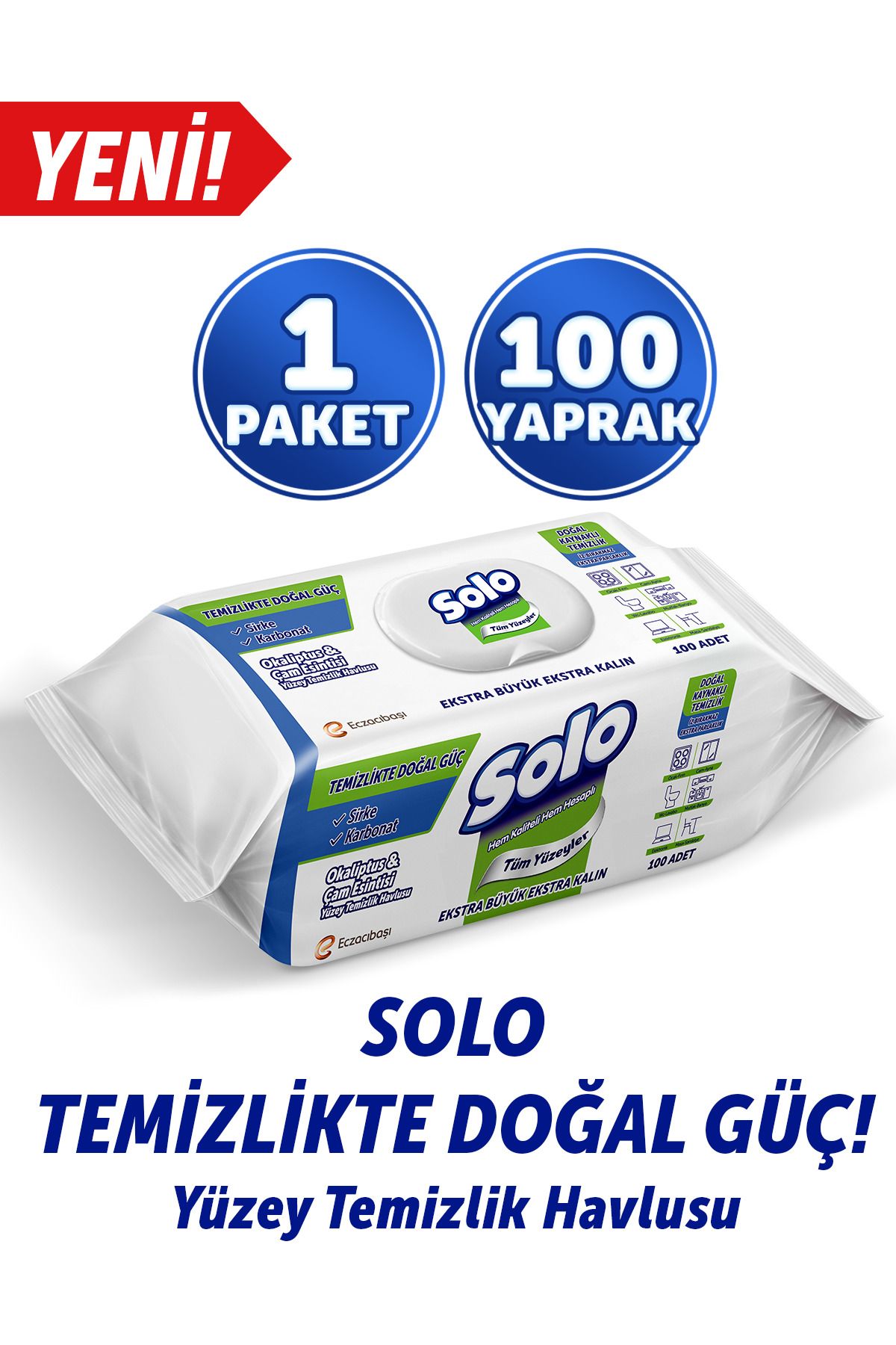 SOLO YÜZEY TEMİZLİK HAVLUSU DOĞAL OKALİPTUS ÇAM 100LÜ