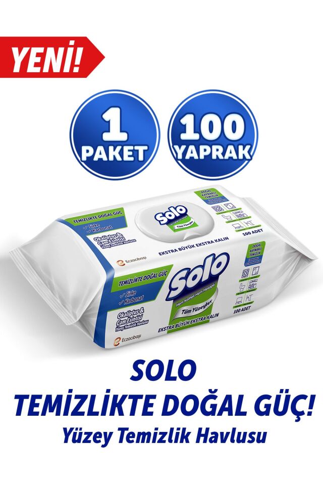 SOLO YÜZEY TEMİZLİK HAVLUSU DOĞAL OKALİPTUS ÇAM 100LÜ