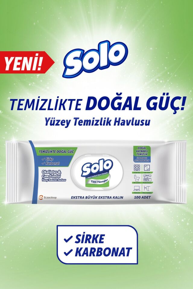 SOLO YÜZEY TEMİZLİK HAVLUSU DOĞAL OKALİPTUS ÇAM 100LÜ