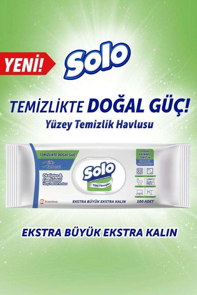 SOLO YÜZEY TEMİZLİK HAVLUSU DOĞAL OKALİPTUS ÇAM 100LÜ