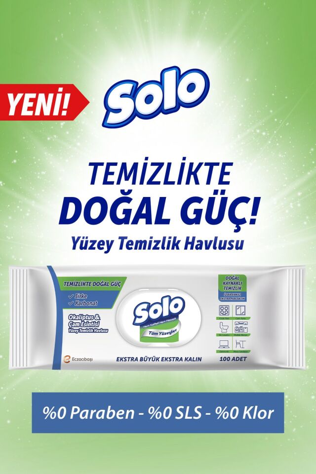 SOLO YÜZEY TEMİZLİK HAVLUSU DOĞAL OKALİPTUS ÇAM 100LÜ