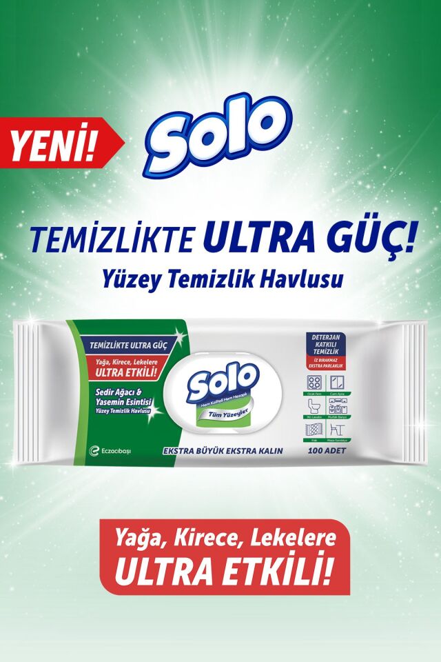 SOLO YÜZEY TEMİZLİK HAVLUSU DOĞAL SEDİR AĞACI 100LÜ