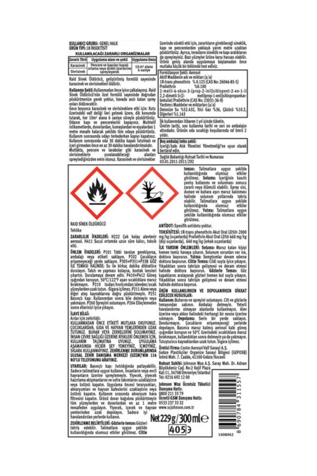 RAİD SİNEK SAVAR 2İN1 300 ML