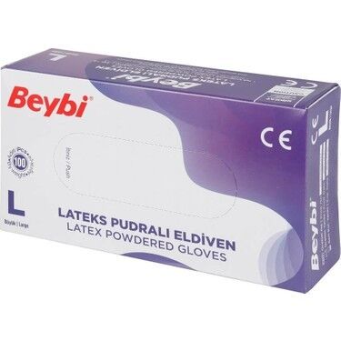 BEYBİ LATEX PUDRALI MUAYENE ELDİVENİ LARGE 100 LÜ